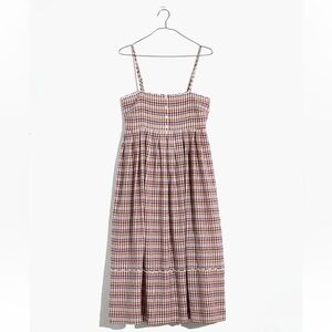 Madewell Scalloped Midi Dress in Rainbow Gingham